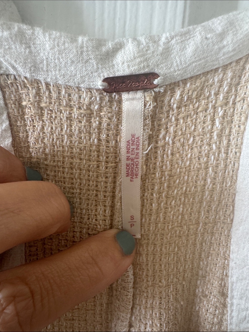 Free People Natural Woven Tank Romper with White Trim - Picture 2 of 4
